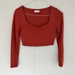 BABATON x ARITZIA Contour Sweatheart Cropped Longsleeve in Corsa Red